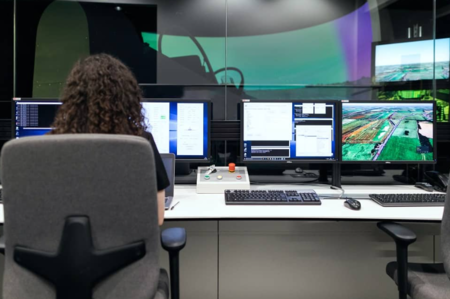 Women software developer working on a desktop computer